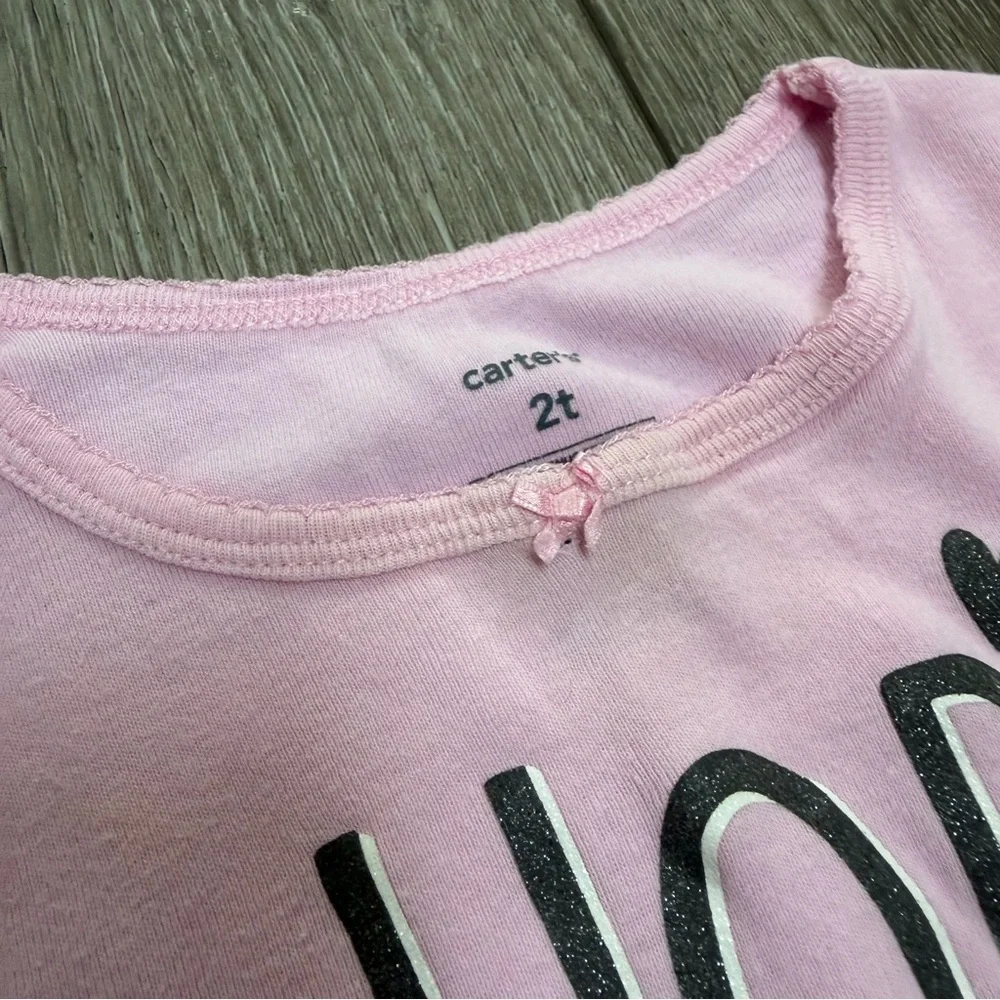CARTERS 2PC EASTER SHORT SLEEVE TOP AND PANTS PJ SET BUNNY PINK 2T